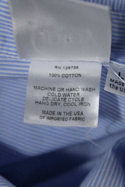 Finley Women Light Blue Striped Cotton Shirt Dress Long Sleeve Collared Size L