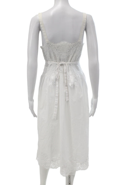 J Crew Women Sundress White Cotton Square Neck Tie Sleeveless Mid-Calf Size XS