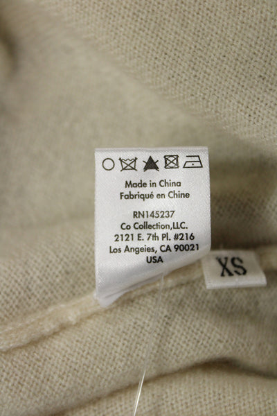 CO Women Pullover Sweater Beige Round Neck Long Sleeve Size XS