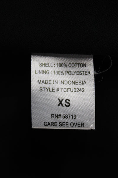Prose & Poetry Womens Solid Black Round Neck Tie Long Sleeve Blouse Size XS