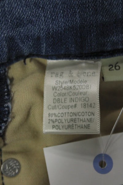 Rag & Bone Women Skinny Ankle Jeans Blue Button Size 26