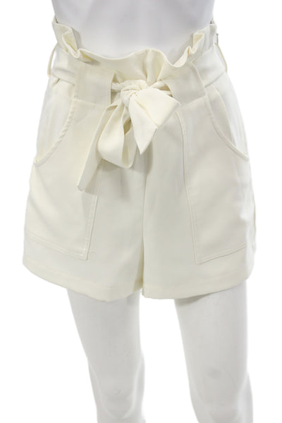 Amanda Uprichard Unisex Designer White Tie Waist Shorts Polyester Size S