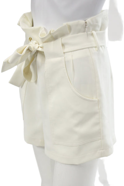 Amanda Uprichard Unisex Designer White Tie Waist Shorts Polyester Size S