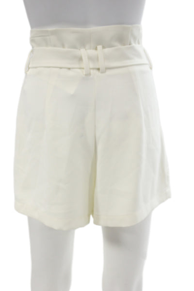 Amanda Uprichard Unisex Designer White Tie Waist Shorts Polyester Size S