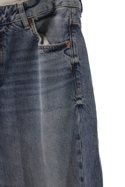 Zara Women Wide-Leg Maternity High Rise Jeans Blue Denim Size 6