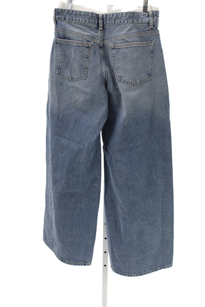 Zara Women Wide-Leg Maternity High Rise Jeans Blue Denim Size 6