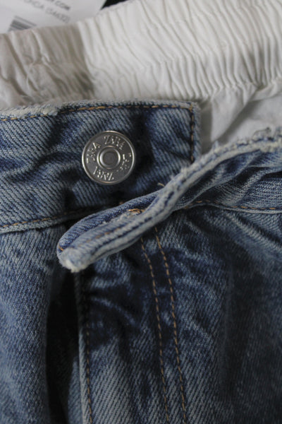 Zara Women Wide-Leg Maternity High Rise Jeans Blue Denim Size 6