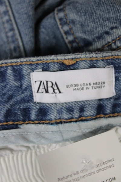 Zara Women Wide-Leg Maternity High Rise Jeans Blue Denim Size 6