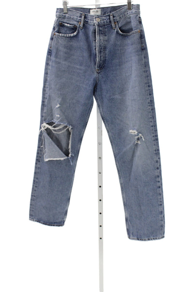 Agolde Women Boyfriend Mom Jeans Blue High Rise Cotton Size 28