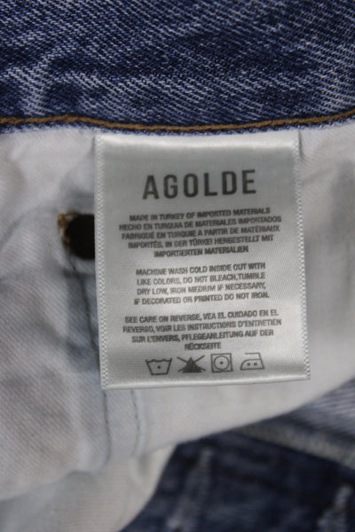 Agolde Women Boyfriend Mom Jeans Blue High Rise Cotton Size 28