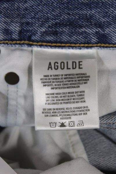 Agolde Women Boyfriend Cropped Blue Jeans Organic Cotton Size 29