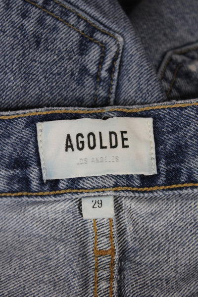 Agolde Women Boyfriend Cropped Blue Jeans Organic Cotton Size 29