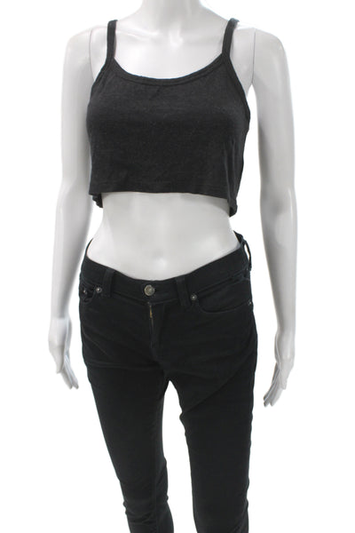 TWENTY MONTREAL Womens Cropped Tank Black Viscose Cotton Blend Size XS