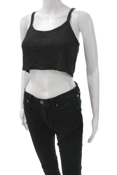 TWENTY MONTREAL Womens Cropped Tank Black Viscose Cotton Blend Size XS