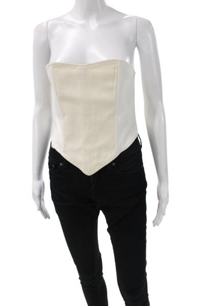 EB Denim Women White Sweetheart Tank Top Size L