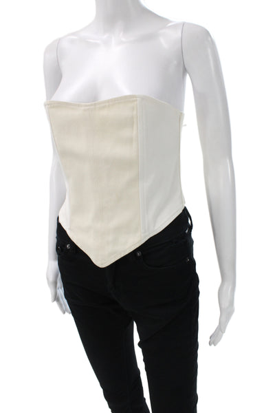 EB Denim Women White Sweetheart Tank Top Size L