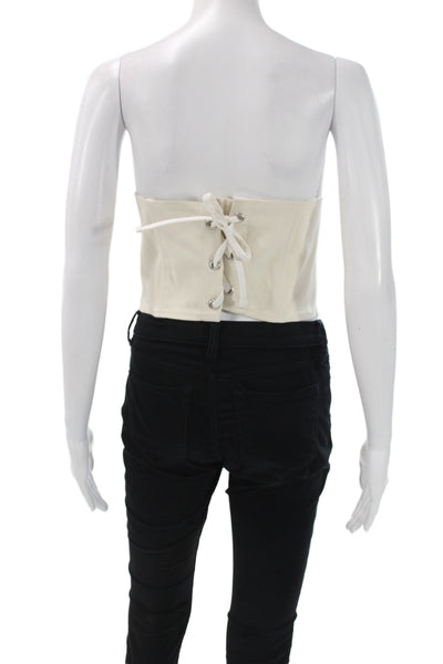 EB Denim Women White Sweetheart Tank Top Size L