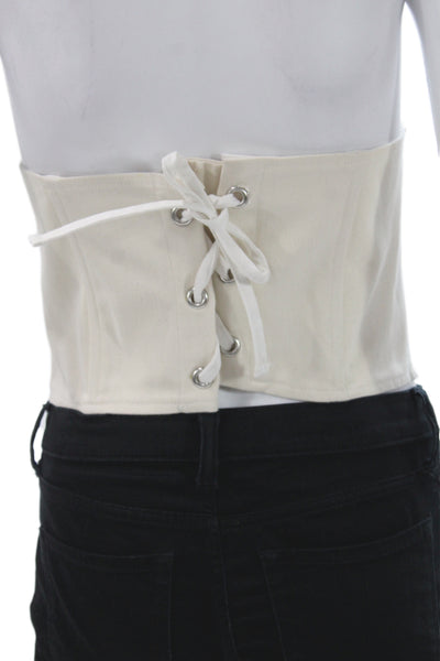EB Denim Women White Sweetheart Tank Top Size L