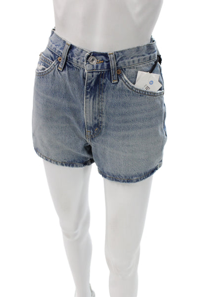 Re/Done Unisex Solid Light Blue Organic Cotton Shorts Button Fly 90s Size 25