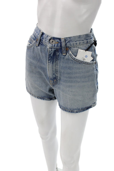 Re/Done Unisex Solid Light Blue Organic Cotton Shorts Button Fly 90s Size 25