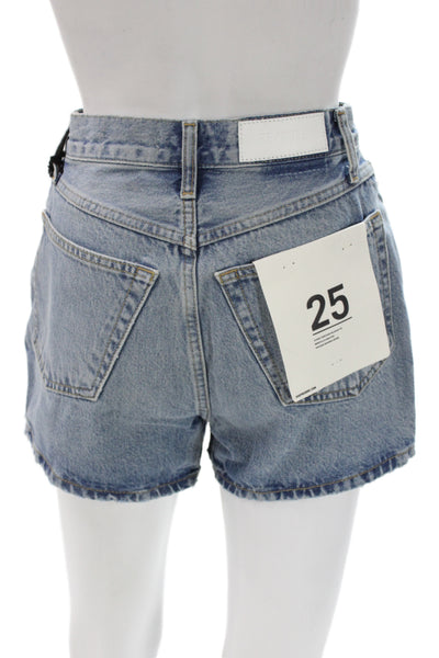 Re/Done Unisex Solid Light Blue Organic Cotton Shorts Button Fly 90s Size 25