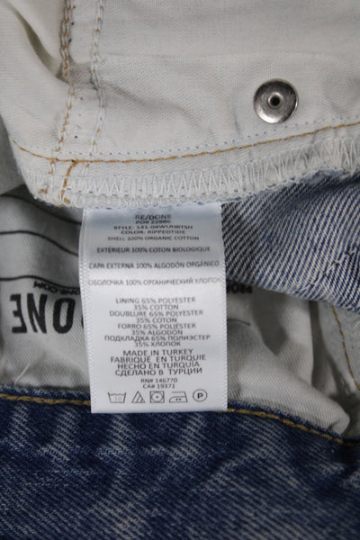 Re/Done Unisex Solid Light Blue Organic Cotton Shorts Button Fly 90s Size 25