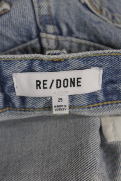 Re/Done Unisex Solid Light Blue Organic Cotton Shorts Button Fly 90s Size 25