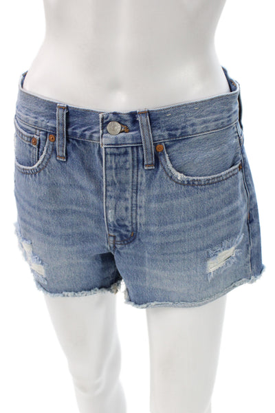 Madewell Unisex Light Blue Cotton Button Shorts 90s Size 25