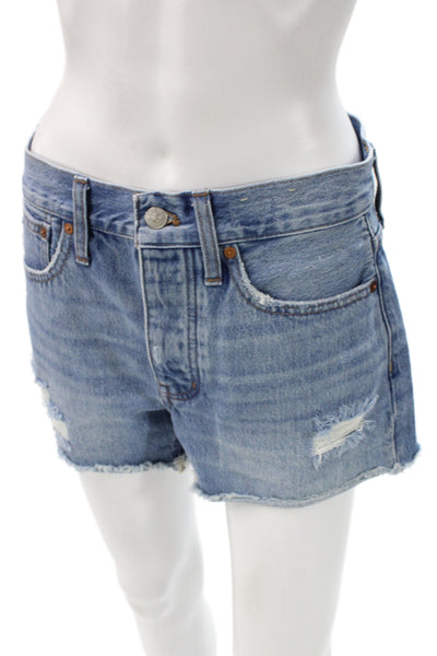 Madewell Unisex Light Blue Cotton Button Shorts 90s Size 25