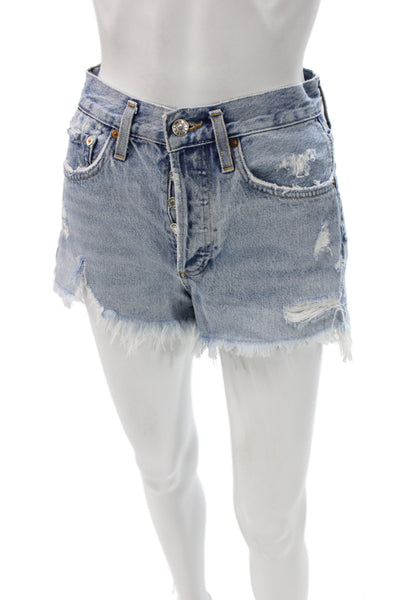 Agolde Unisex Light Blue Denim Cotton Shorts Size 23