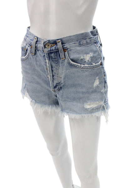 Agolde Unisex Light Blue Denim Cotton Shorts Size 23