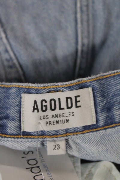 Agolde Unisex Light Blue Denim Cotton Shorts Size 23