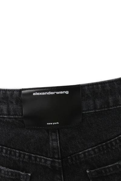 Alexander Wang Unisex Dark Gray Denim Cotton Designer Shorts Size 28