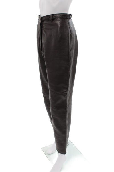 Rocco D'Amelio Unisex Cropped Leather Pants Black Button Solid 80s Fall Size 4