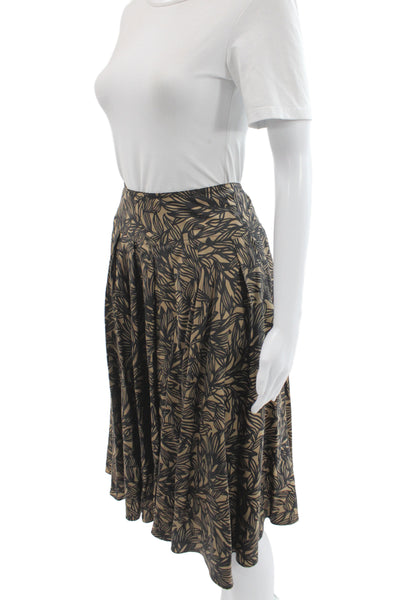 DKNY Women A-Line Flare Silk Floral Skirt Beige Size 6