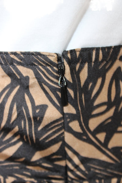DKNY Women A-Line Flare Silk Floral Skirt Beige Size 6