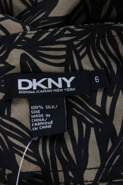 DKNY Women A-Line Flare Silk Floral Skirt Beige Size 6