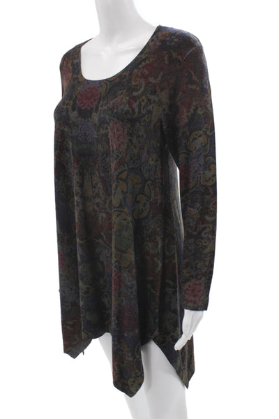 Soft Surroundings Womens Sweater Dress Dark Gray Paisley Long Sleeve Size S