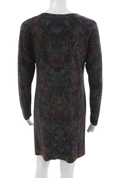 Soft Surroundings Womens Sweater Dress Dark Gray Paisley Long Sleeve Size S
