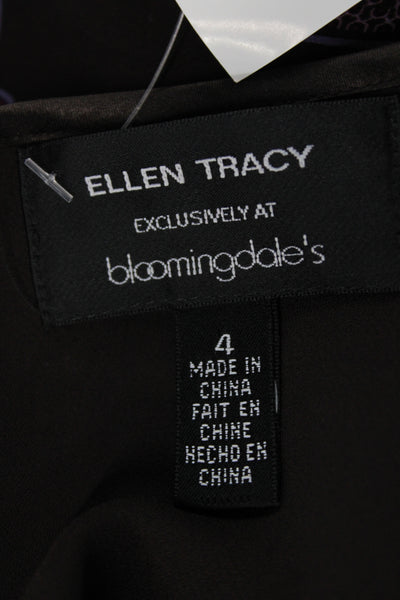 Ellen Tracy Womens A-Line Flare Skirt Black Paisley Cotton Knee Length Size 4