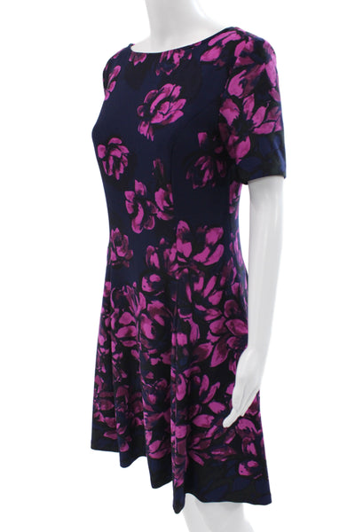 Donna Morgan Women Fit & Flare Floral Dark Blue Knee Length Dress Size 6