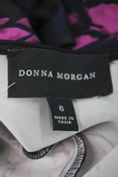 Donna Morgan Women Fit & Flare Floral Dark Blue Knee Length Dress Size 6