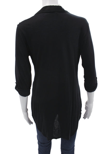 Splendid Women Tunic Blouse Black V-Neck 3/4 Sleeve Size M