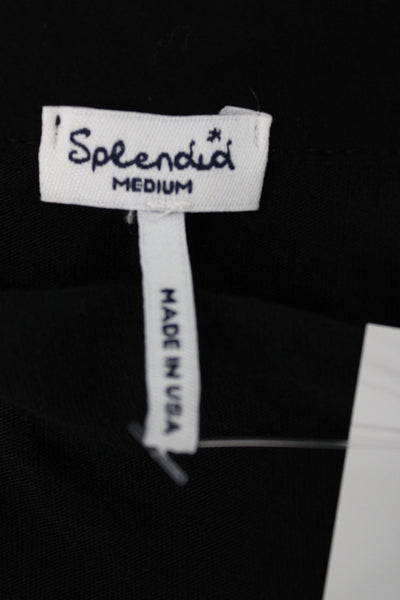 Splendid Women Tunic Blouse Black V-Neck 3/4 Sleeve Size M