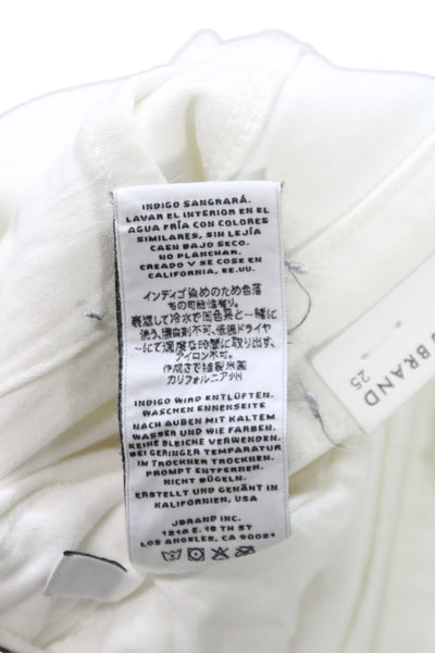 J Brand Womens Straight Jeans White Mid Rise Cotton Size 25