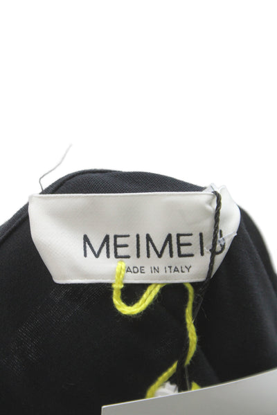 Meimeij Women Jersey T-Shirt Black Cotton Crew Neck Long Sleeve Size 42