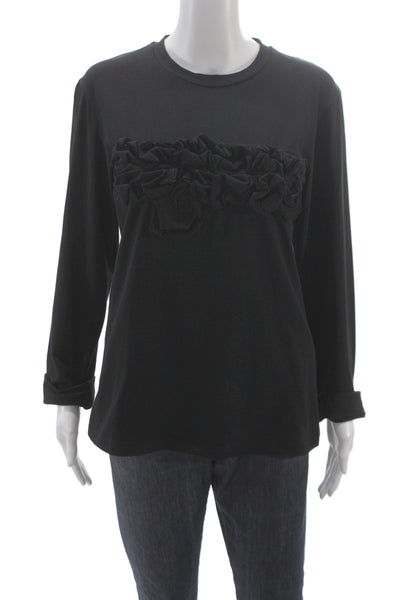 Meimeij Women Jersey T Shirt Black Cotton Elastane Long Sleeve Crewneck Size 40