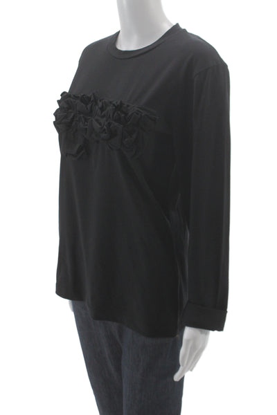 Meimeij Women Jersey T Shirt Black Cotton Elastane Long Sleeve Crewneck Size 40