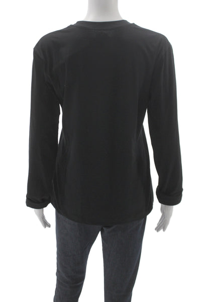 Meimeij Women Jersey T Shirt Black Cotton Elastane Long Sleeve Crewneck Size 40