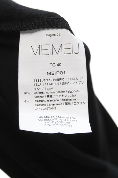 Meimeij Women Jersey T Shirt Black Cotton Elastane Long Sleeve Crewneck Size 40